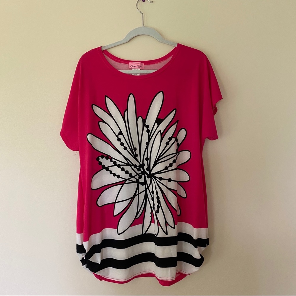 Zulily Summer Floral Pink Shirt 3X